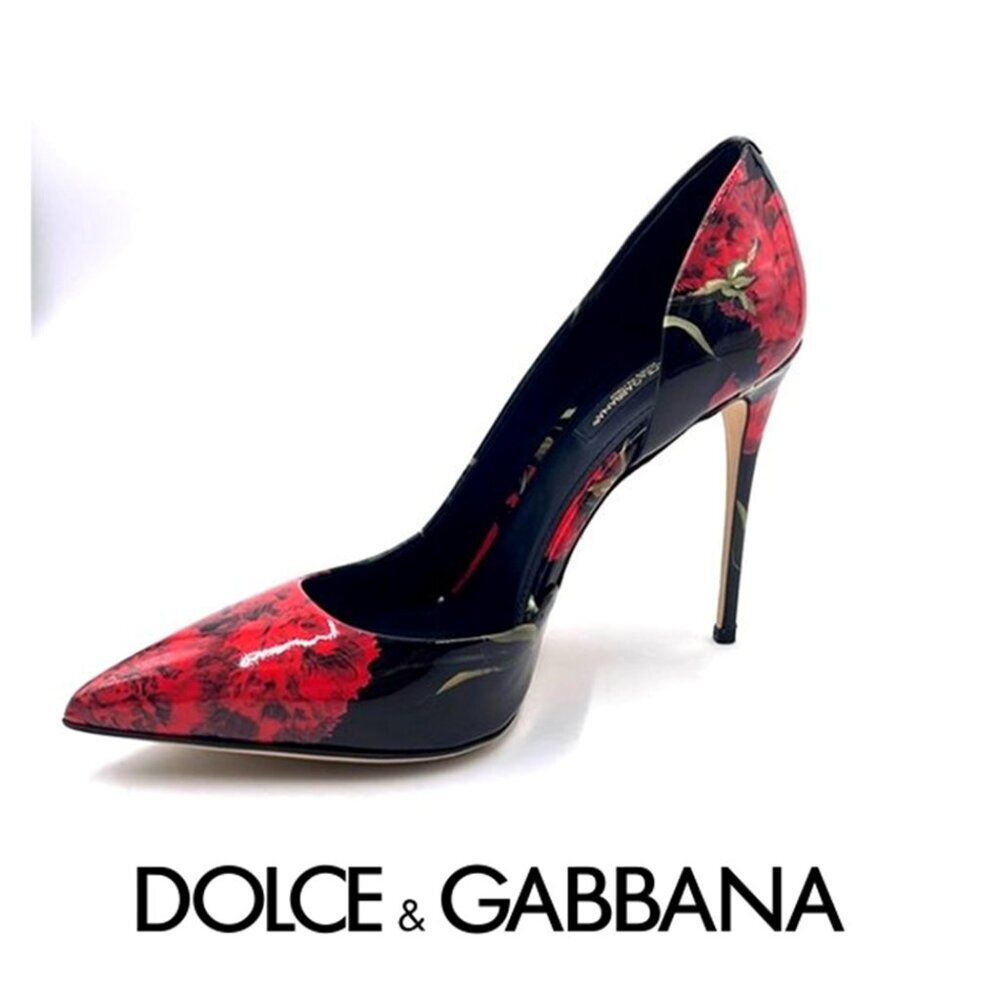 DOLCE & GABBANA Black/Red Leather Luxury Italian Pump Heels NWT US 7 MSRP $925